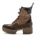 Louis Vuitton Suede Calfskin Monogram Laureate Platform Desert Boots 37.5 Taupe