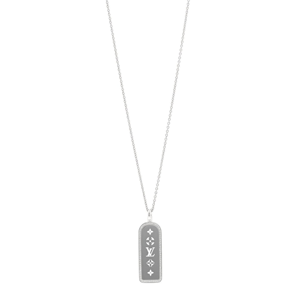 Louis Vuitton 18K White Gold Diamond Large Les Gastons Tag Pendant Necklace