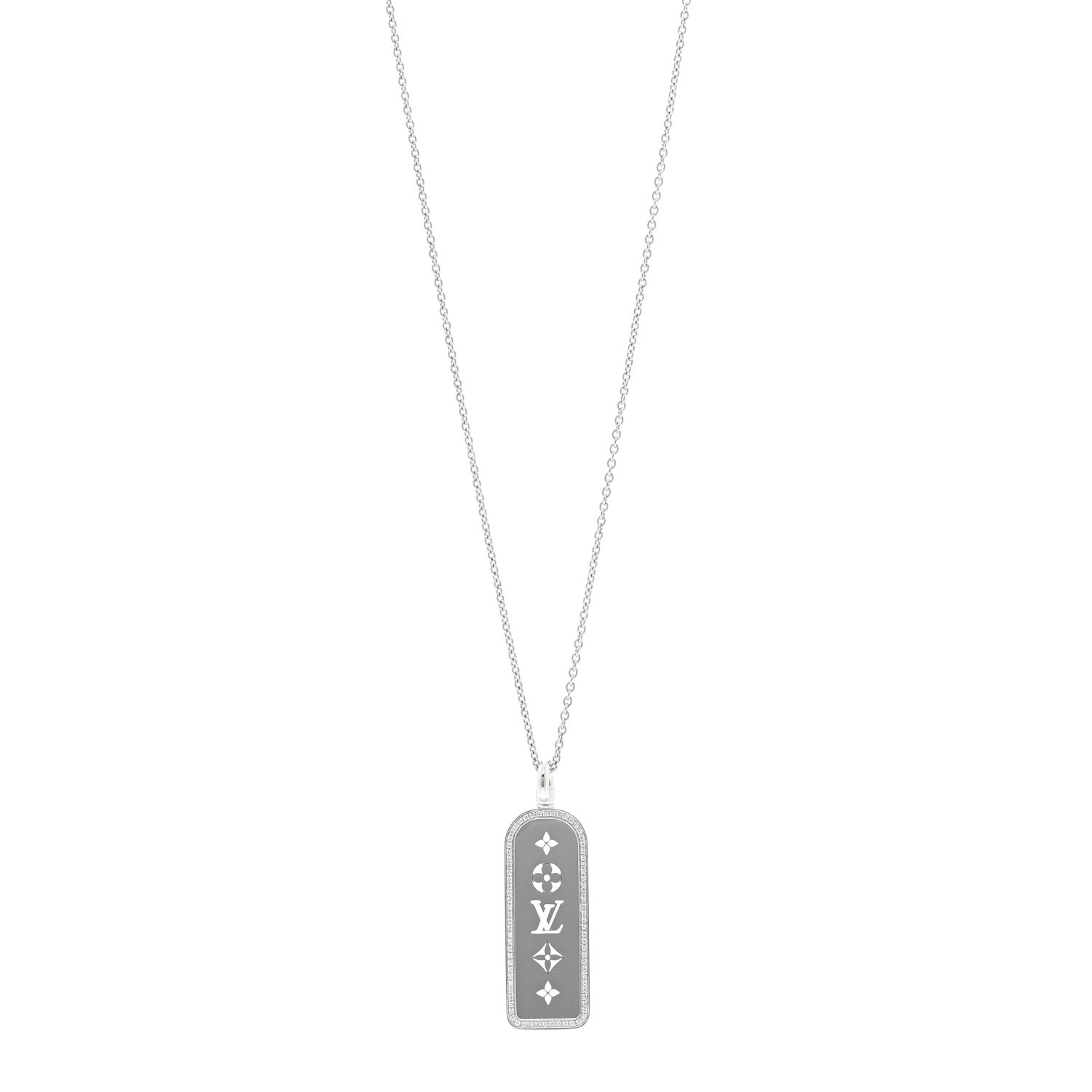 Louis Vuitton 18K White Gold Diamond Large Les Gastons Tag Pendant Necklace