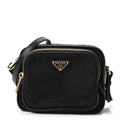 Prada Nylon Vela Saffiano Double Zip Crossbody Black