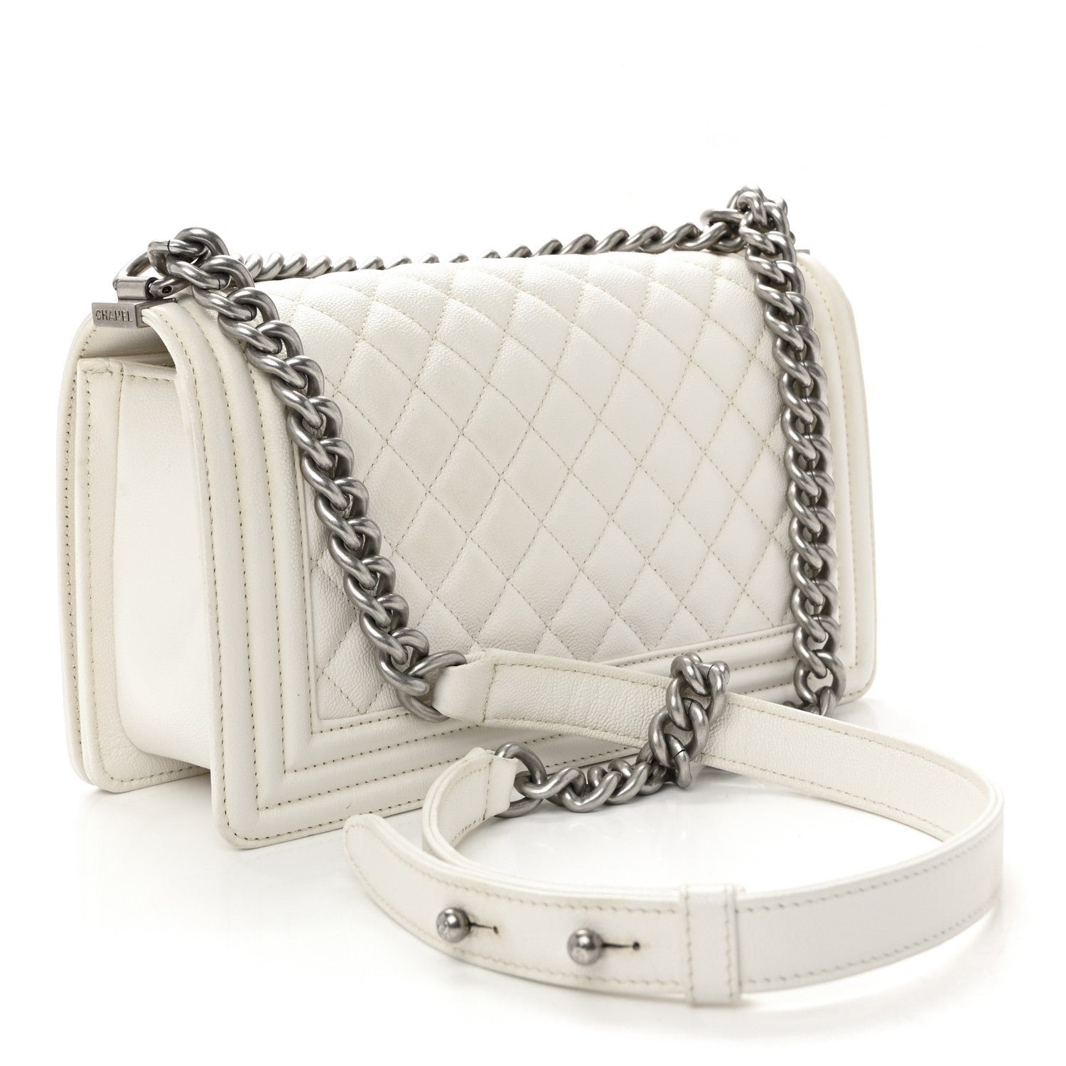 Chanel Caviar Quilted Medium Boy Flap White