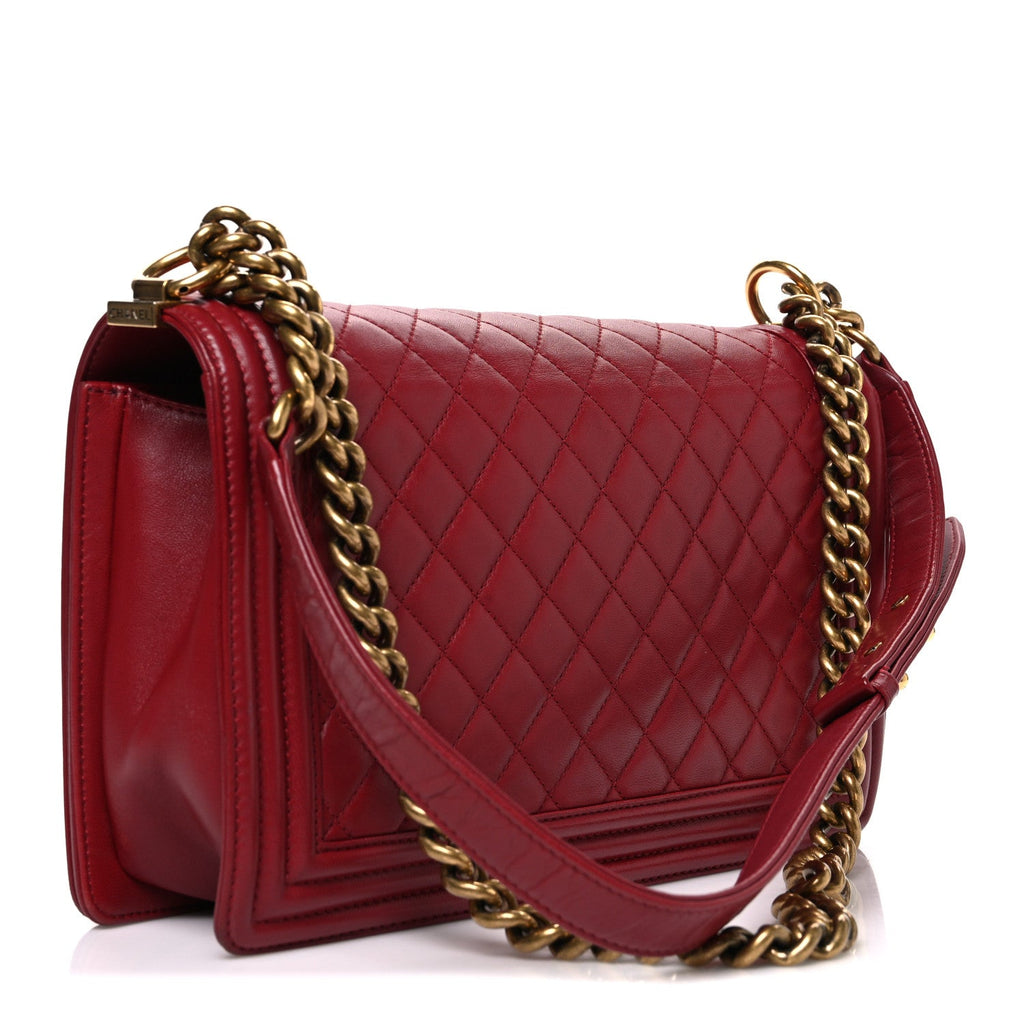 Chanel Lambskin Quilted New Medium Boy Flap Red