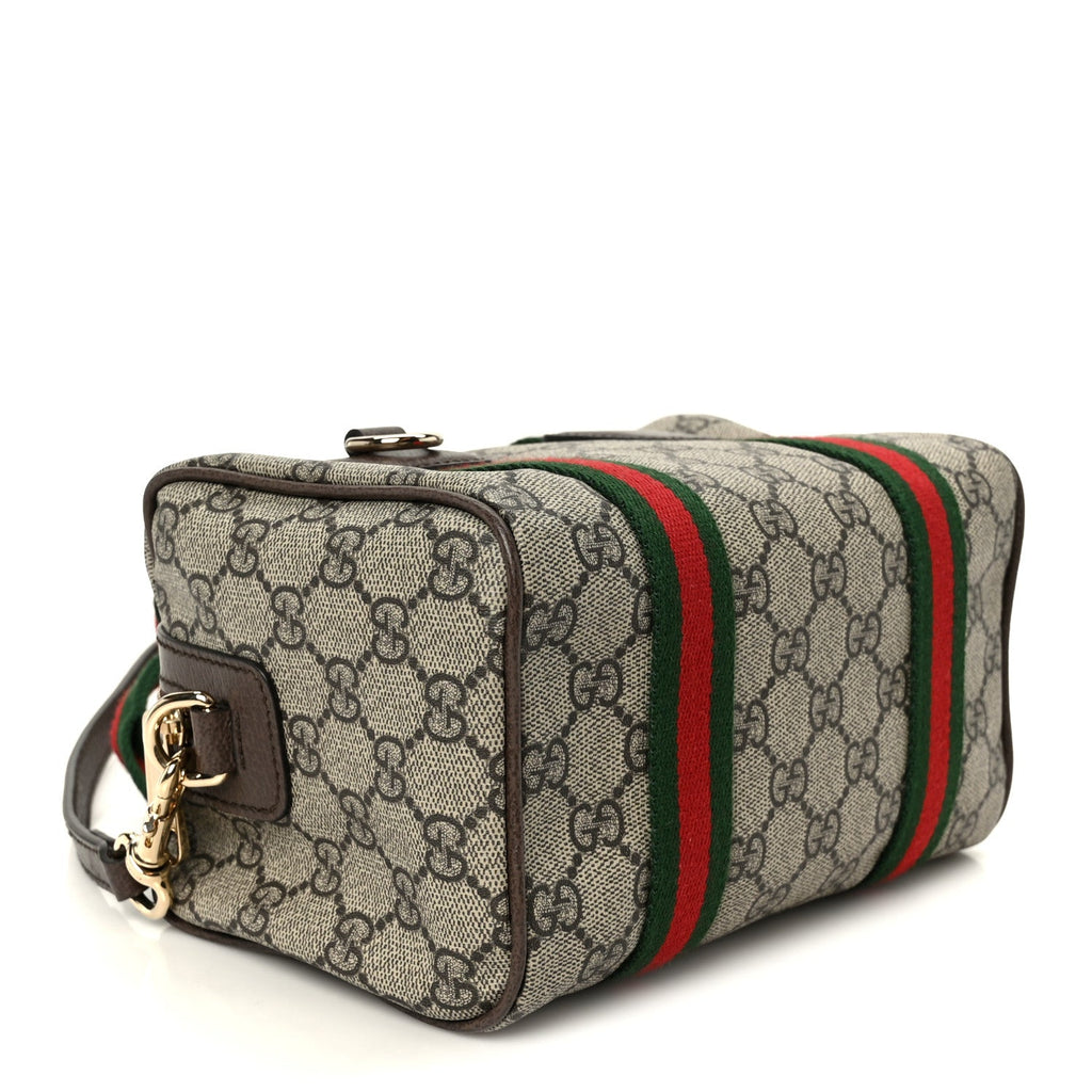 Gucci GG Supreme Web Mini GG Top Handle Bag Beige Ebony New Acero