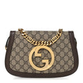 Gucci GG Supreme Monogram Textured Dollar Calfskin Blondie Chain Shoulder Flap Bag Beige Ebony New Acero