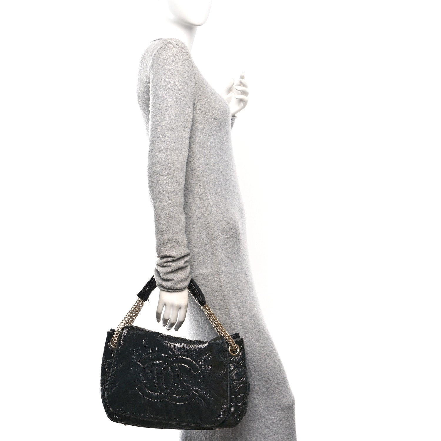 Chanel Vinyl Rodeo Accordion Flap Bag Black