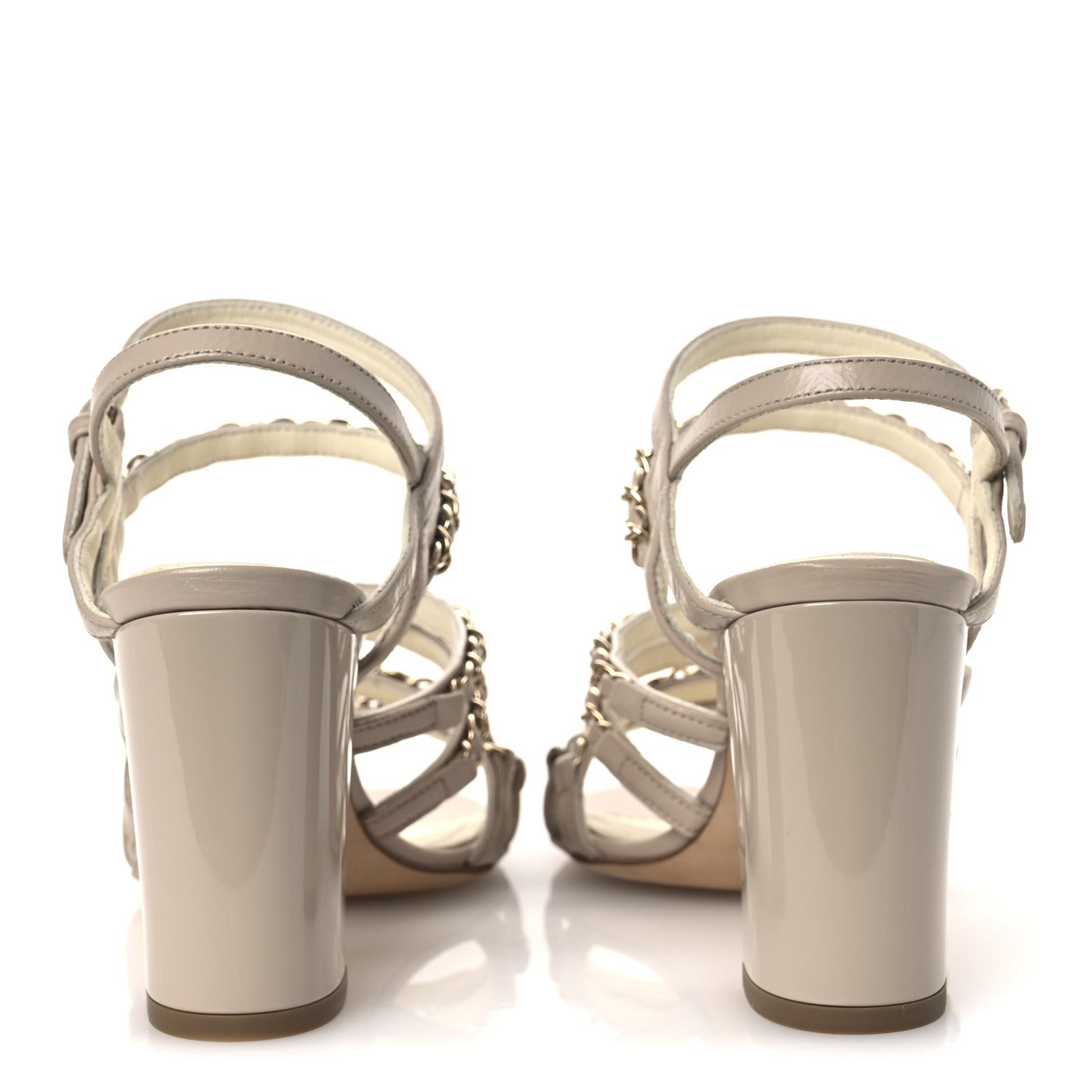 Calfskin Chain Sandals 36 Dark Beige