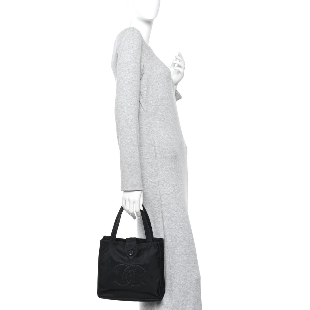 Chanel Nylon Button CC Tote Black