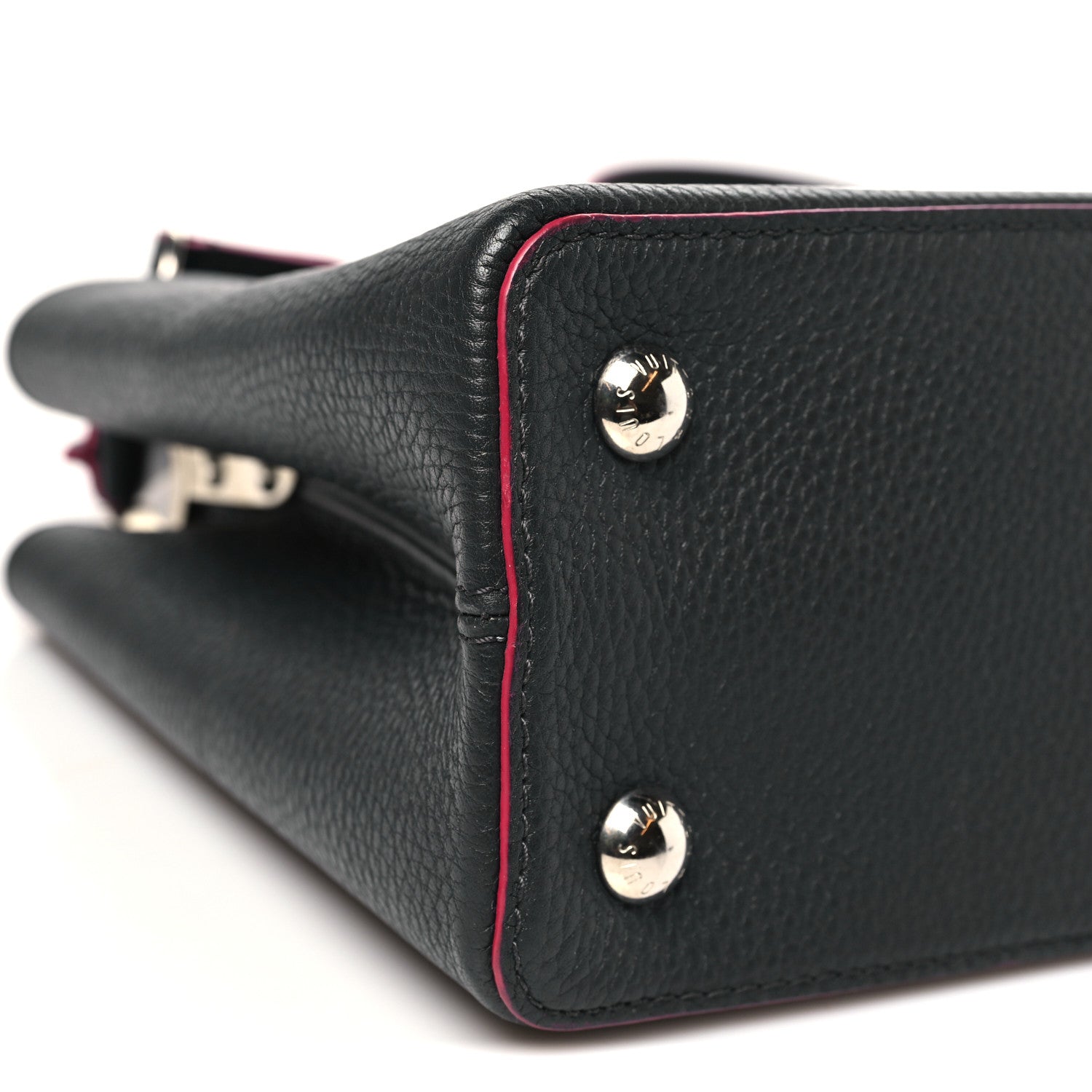 Louis Vuitton Taurillon Capucines PM Black Fuchsia