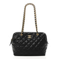 Chanel Shiny Caviar Quilted Large Bowling Bag Black