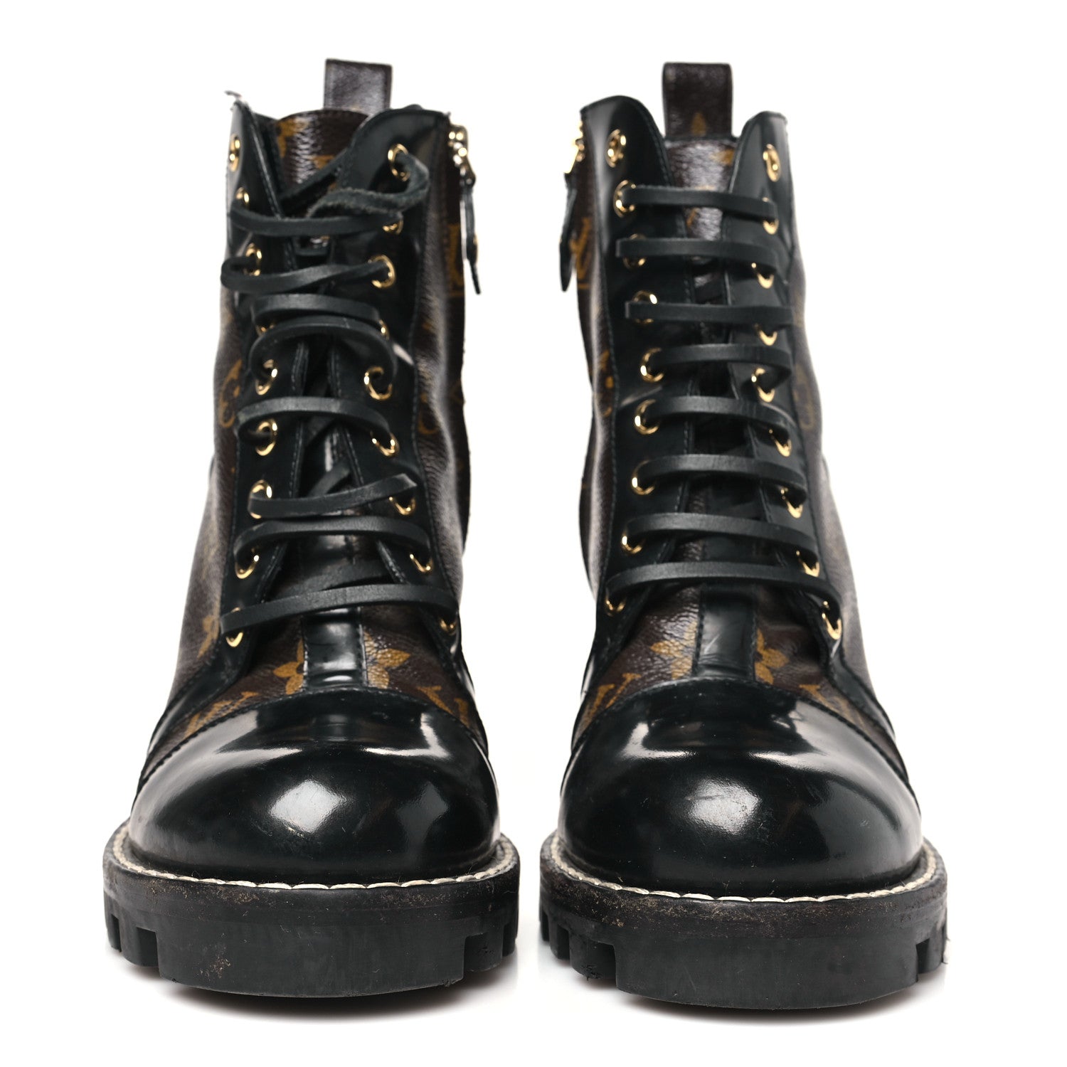 Louis Vuitton Patent Calfskin Monogram Star Trail Ankle Boots 38.5 Black