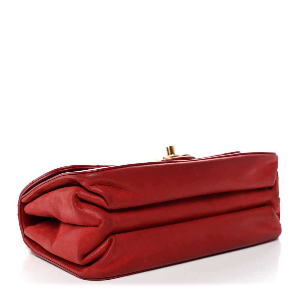 Chanel Iridescent Calfskin Quilted Small Straight Lined Flap Red