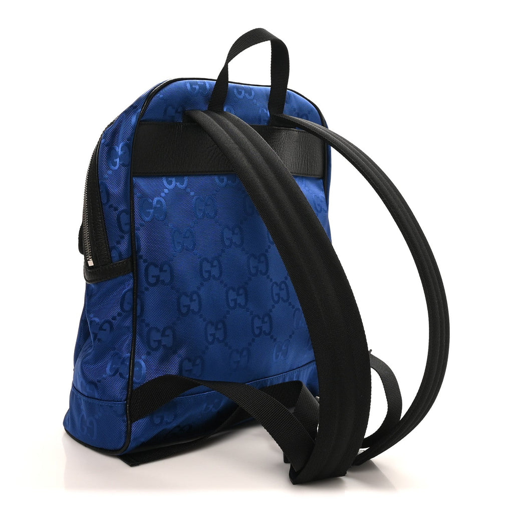 Gucci Econyl Nylon Monogram Off The Grid Backpack Guilted Blue Black