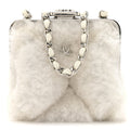 Chanel Shearling Sheepskin Lambskin Quilted Clutch With Chain White
