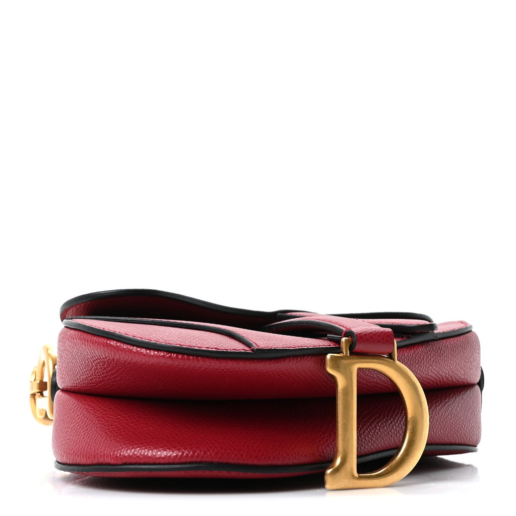Christian Dior Grained Calfskin Mini Saddle Bag Red
