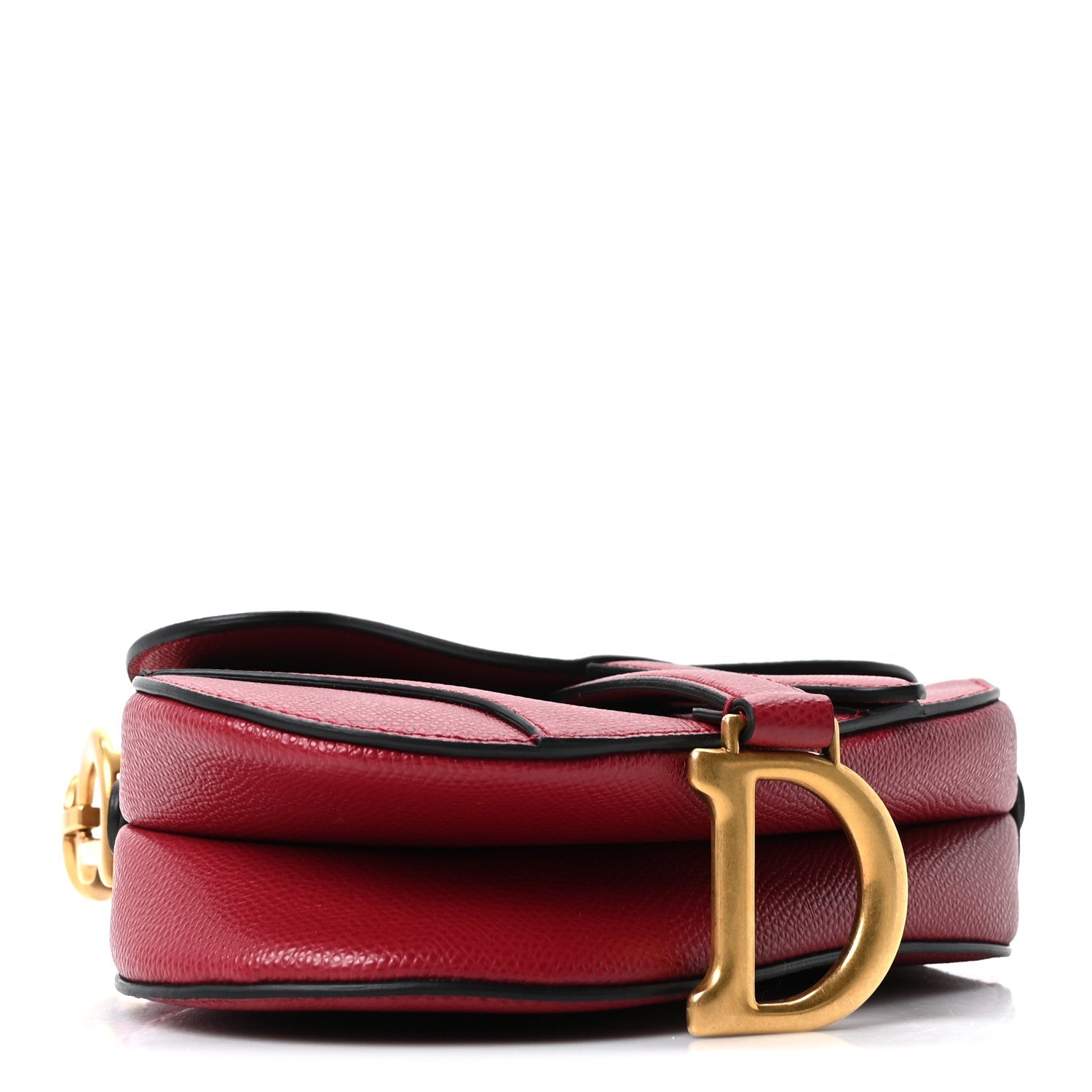 Christian Dior Grained Calfskin Mini Saddle Bag Red