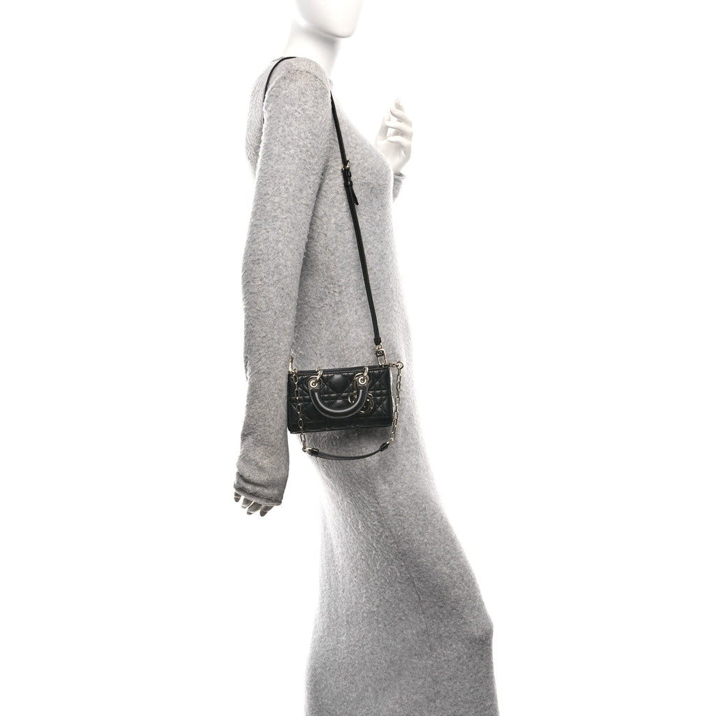 Christian Dior Lambskin Cannage Micro Lady D-Joy Black