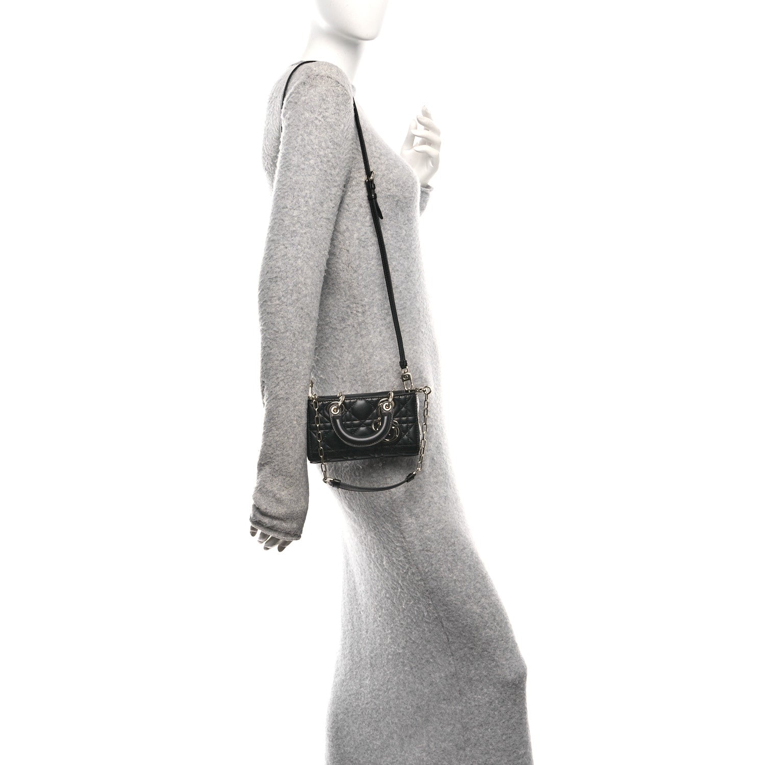Christian Dior Lambskin Cannage Micro Lady D-Joy Black