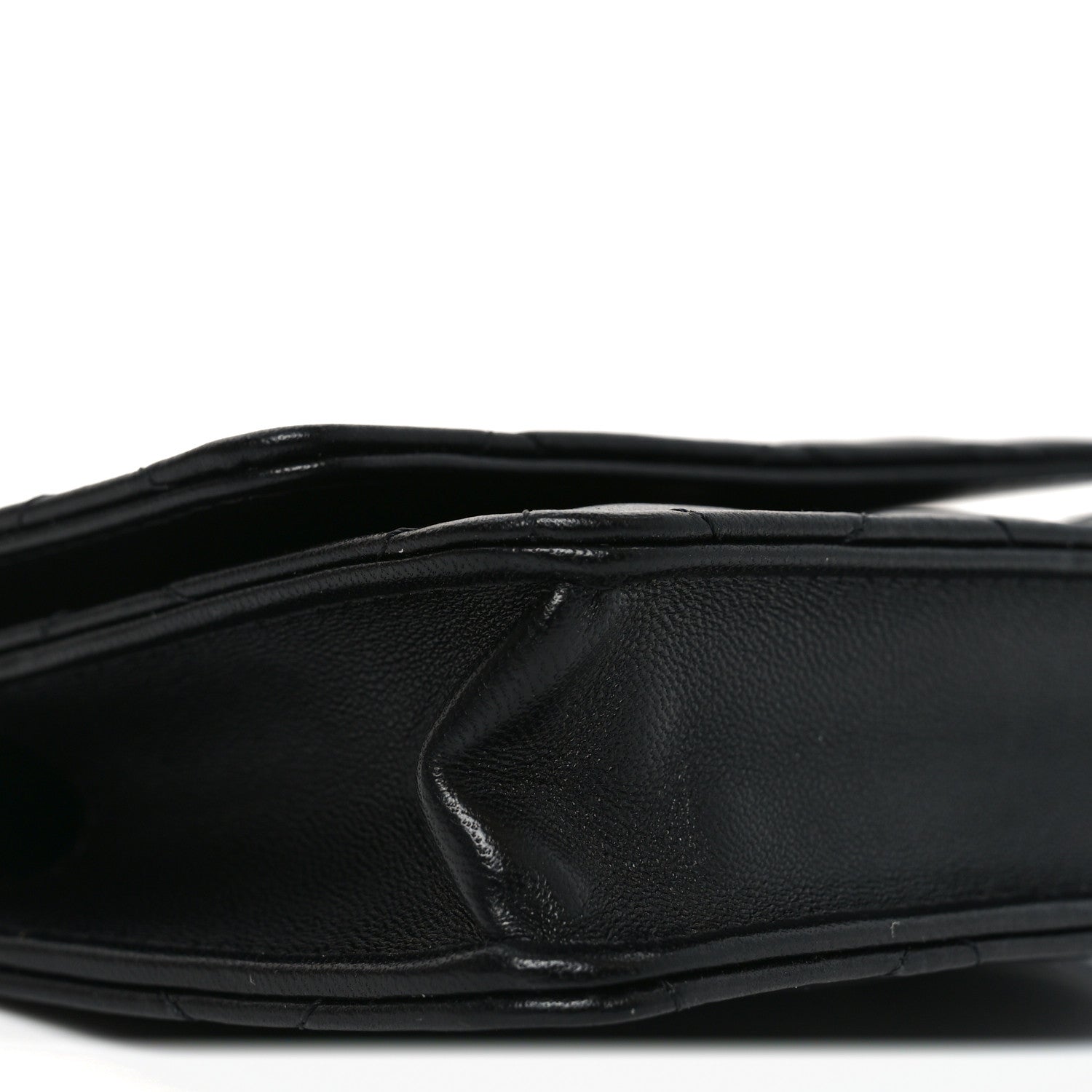 Lambskin Quilted CC Hook Card Holder Black