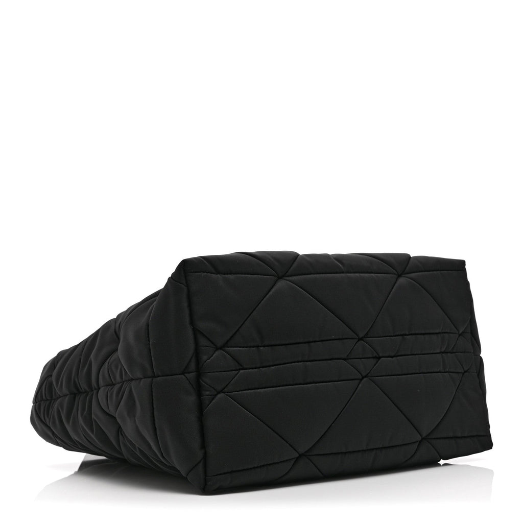 Prada Re-Nylon Nappa Triangle Quilted Padded Small Double Handled Zip Tote Black