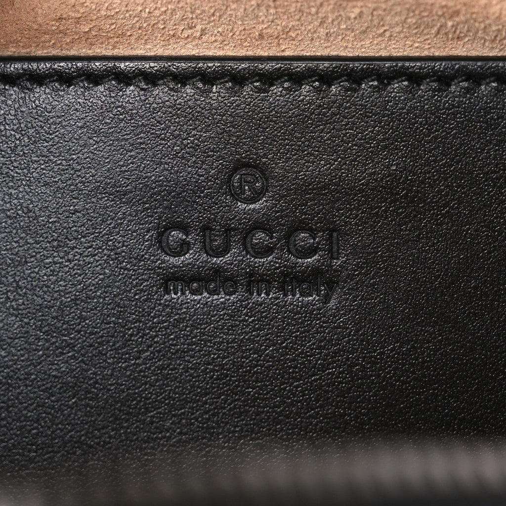 Gucci Calfskin Matelasse Small GG Marmont Chain Shoulder Bag Black