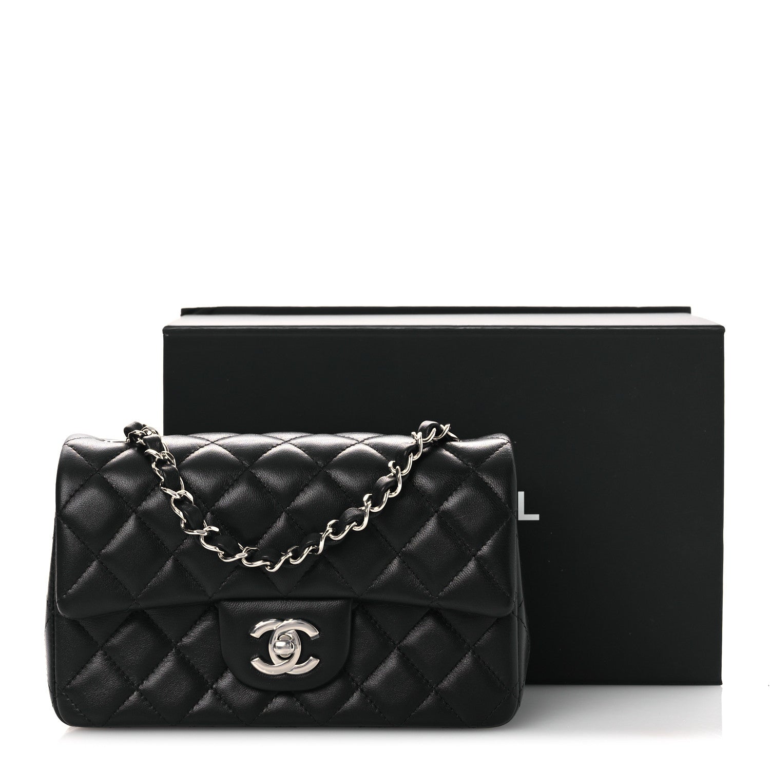 Chanel Lambskin Quilted Mini Rectangular Flap Black