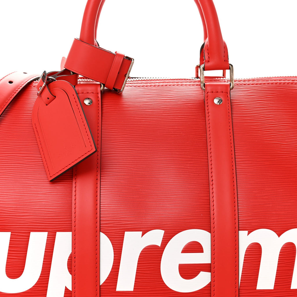 Louis Vuitton X Supreme Epi Keepall Bandouliere 45 Red