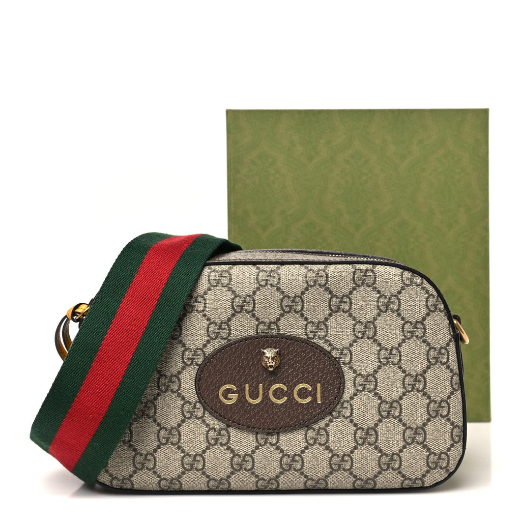 Gucci GG Supreme Monogram Web Neo Vintage Shoulder Bag Beige New Acero Crop
