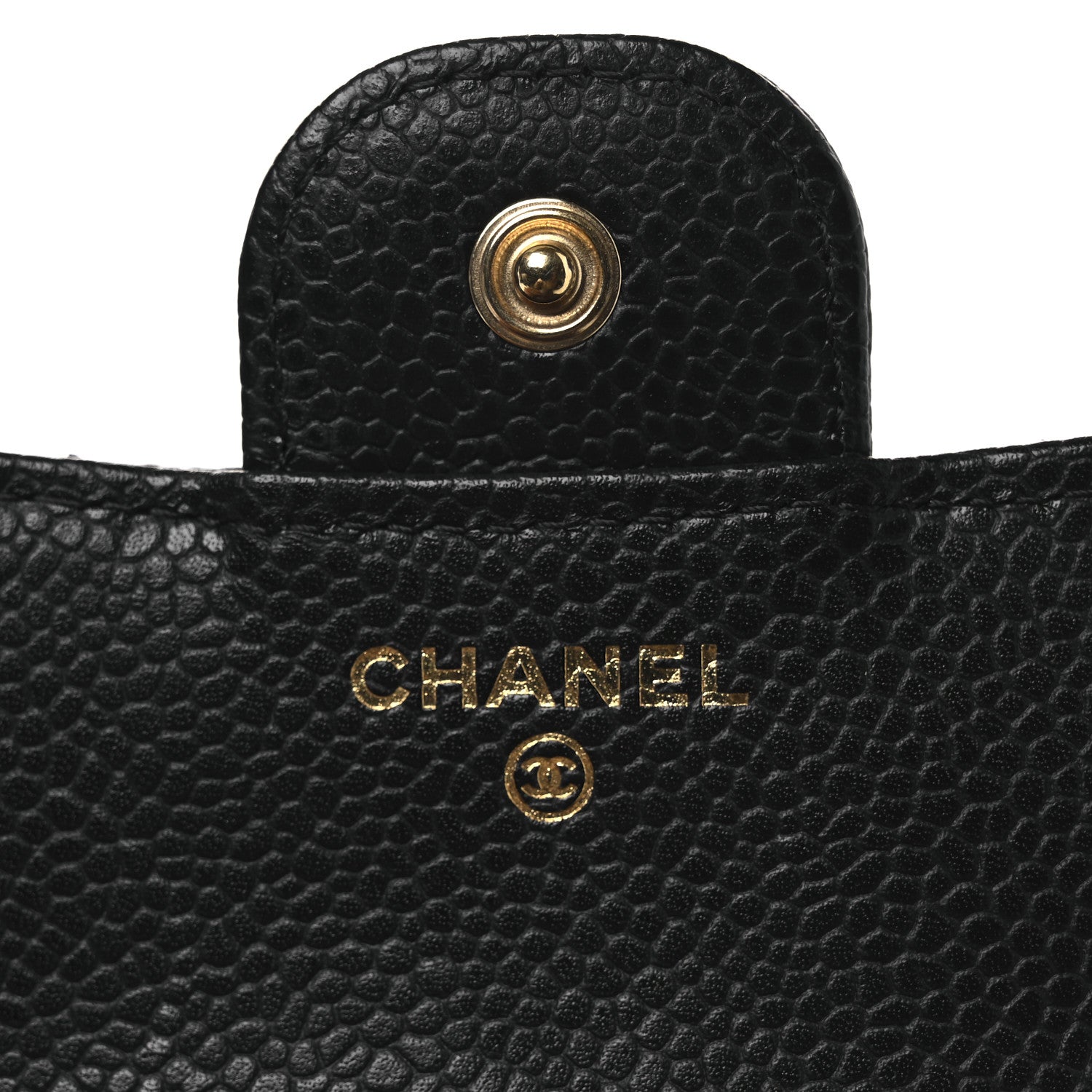 Caviar Quilted Compact Flap Wallet Black