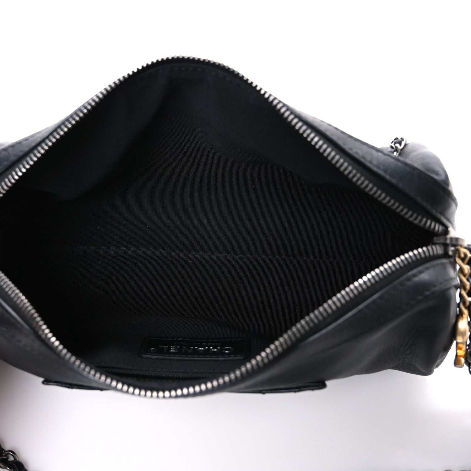 Chanel Metallic Lambskin Signe Bowling Bag Black