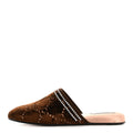 Gucci Velvet GG Monogram Crystal Slippers 39 Brown Vintage Cocoa