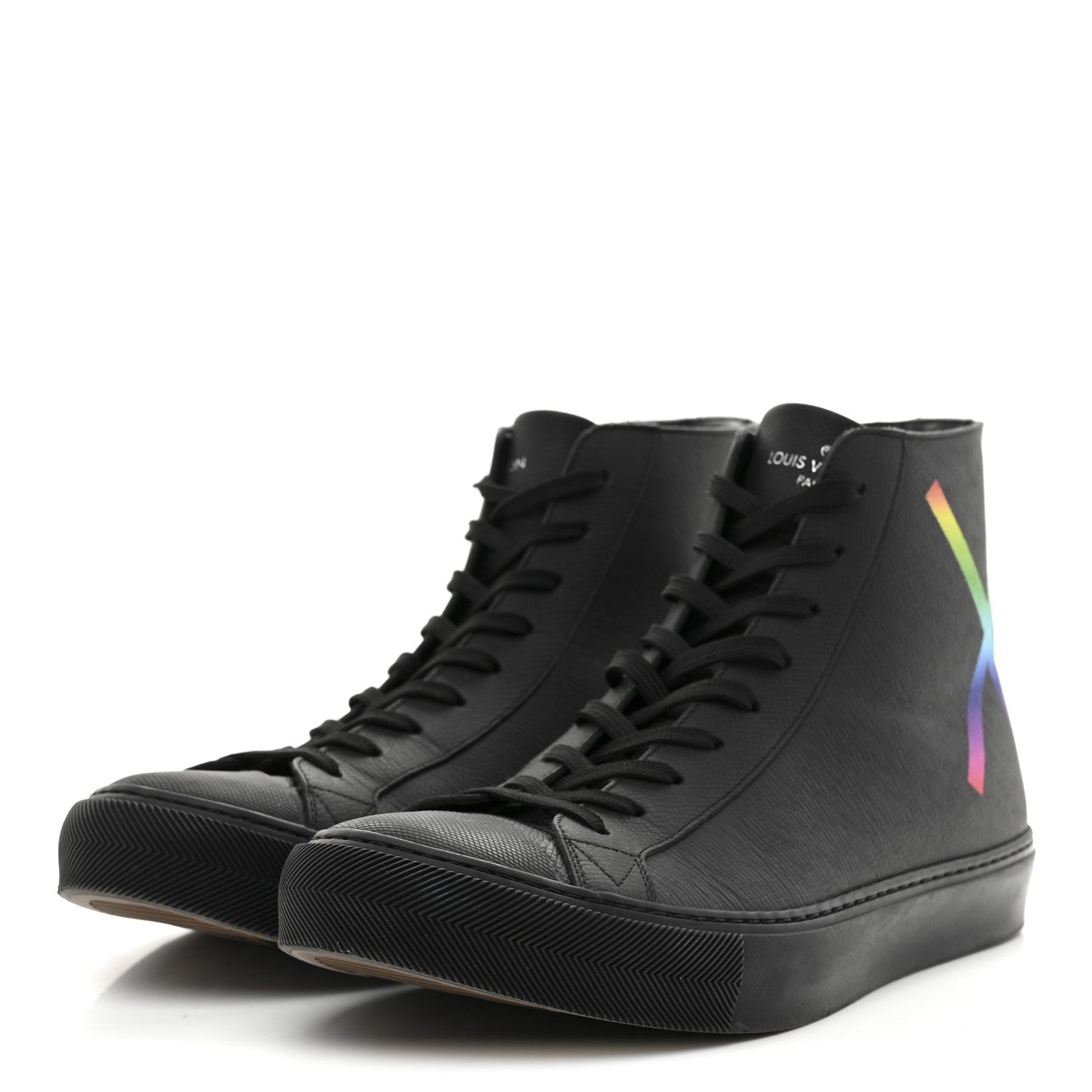 Louis Vuitton Calfskin Mens LV Tattoo Sneaker Boots 8.5 Black