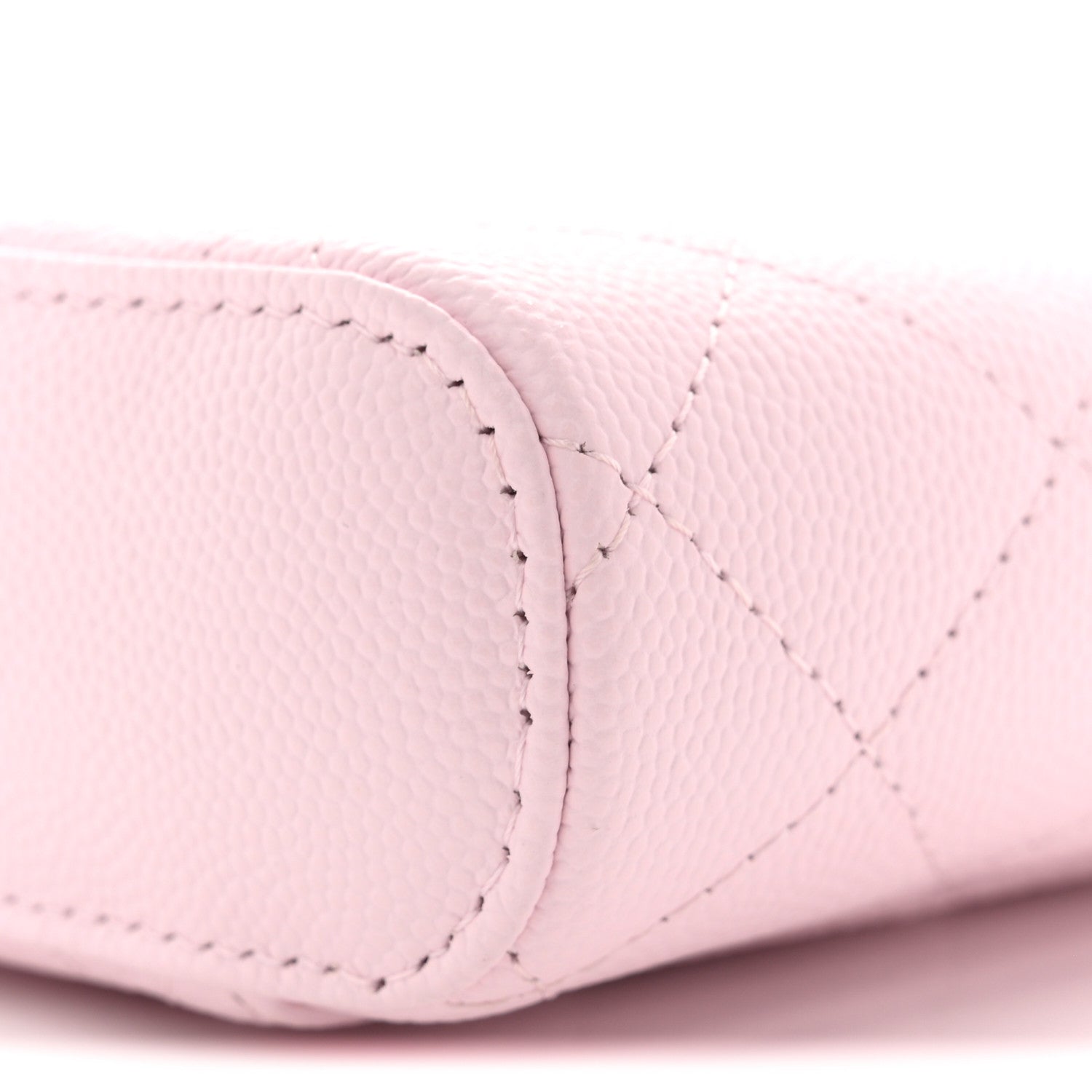 Caviar Quilted Phone Holder With Chain Light Pink