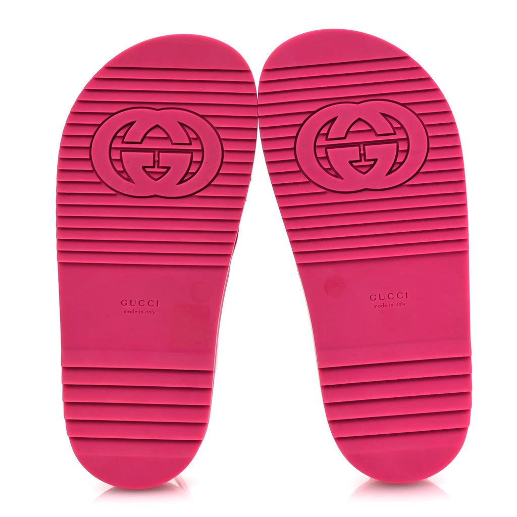 Gucci Calfskin Elizabeth Nappa Charlotte Logo Slingback Sandals 36 Fancy Fuchsia