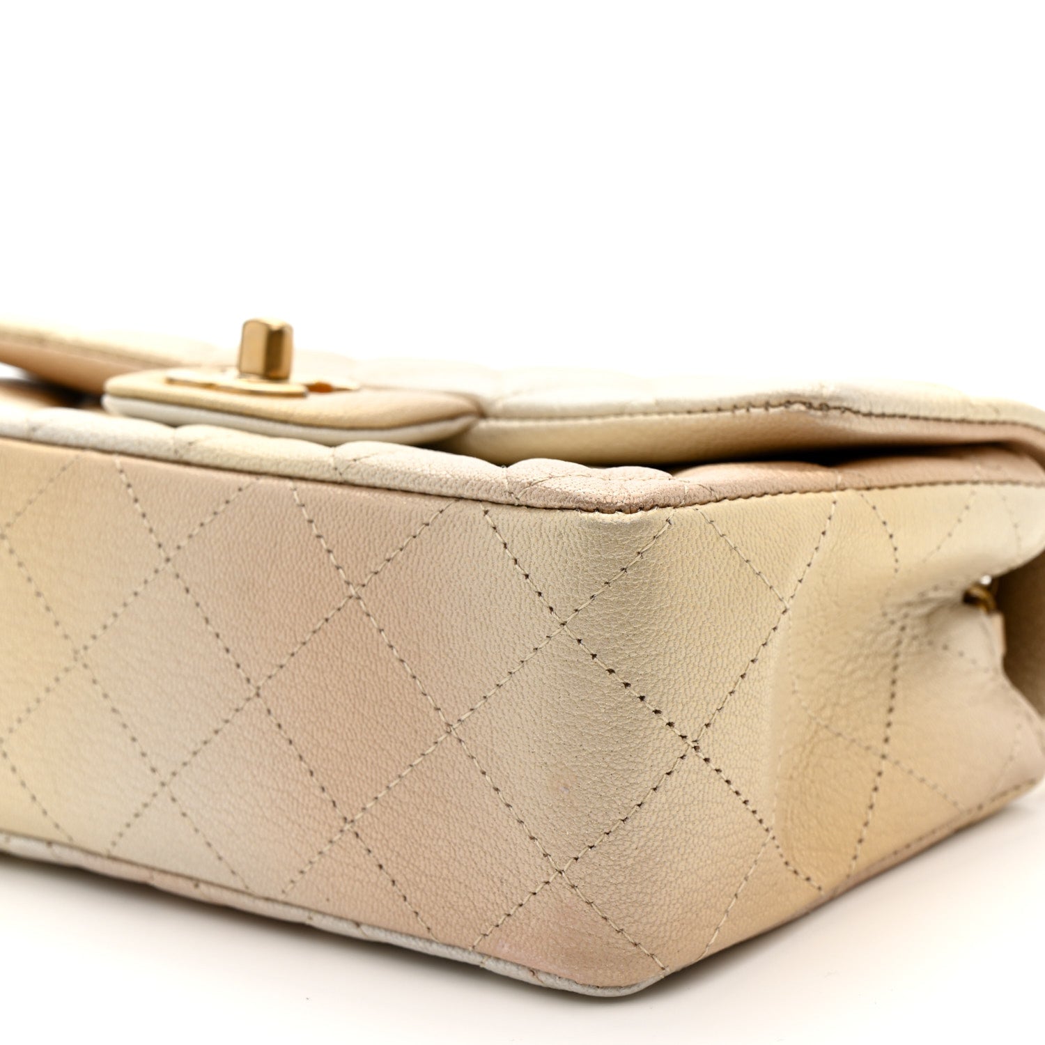 Chanel Metallic Goatskin Quilted Mini Rectangular Flap Gold