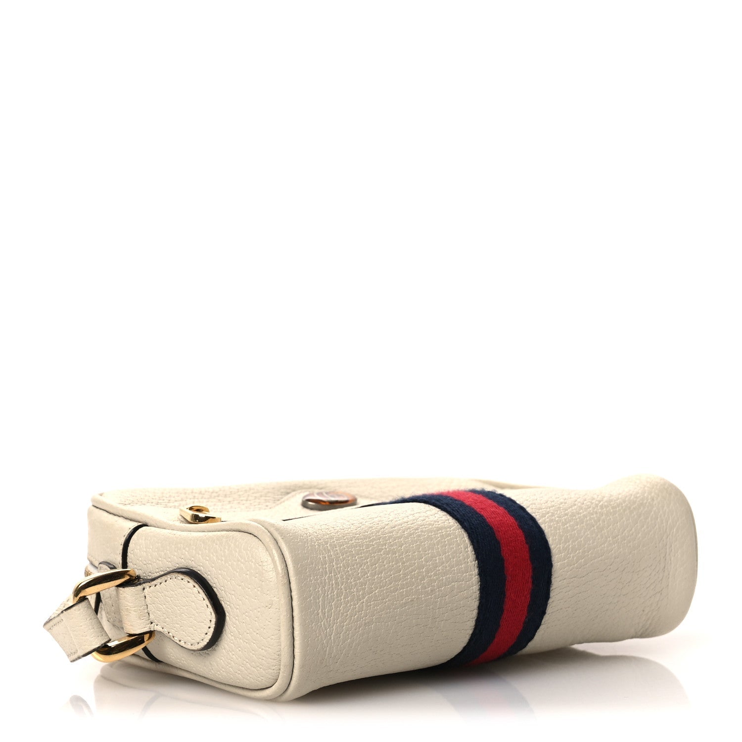 Gucci Textured Dollar Calfskin Web Mini Ophidia Shoulder Bag Mystic White