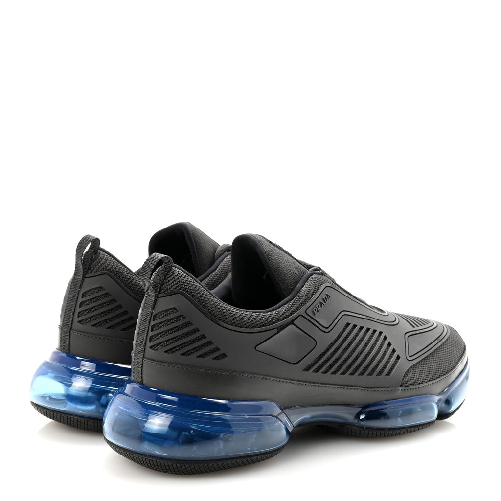 Prada Rubber Knit Fabric Mens Cloudbust Air Sneakers 8.5 Grey Blue