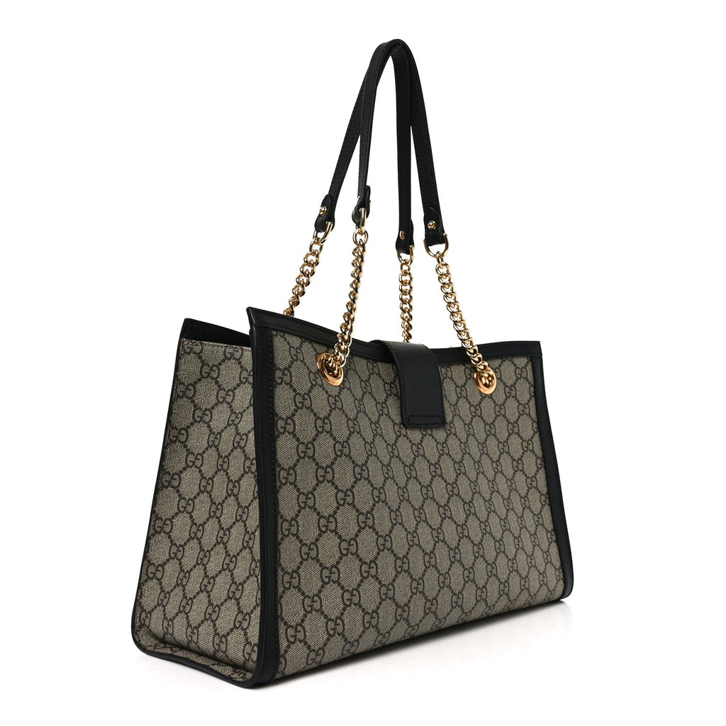Gucci GG Supreme Monogram Medium Padlock Tote Black