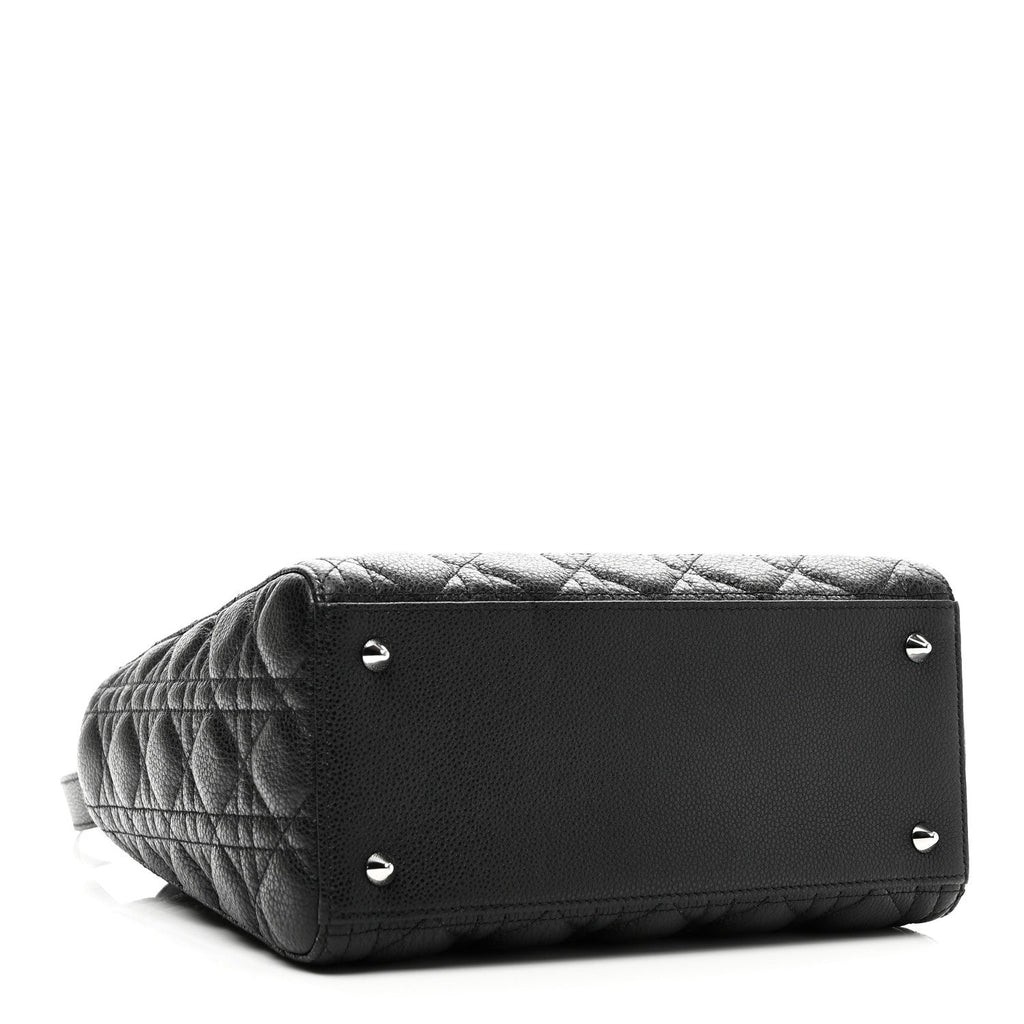 Christian Dior Grained Calfskin Cannage Medium Lady Dior Black