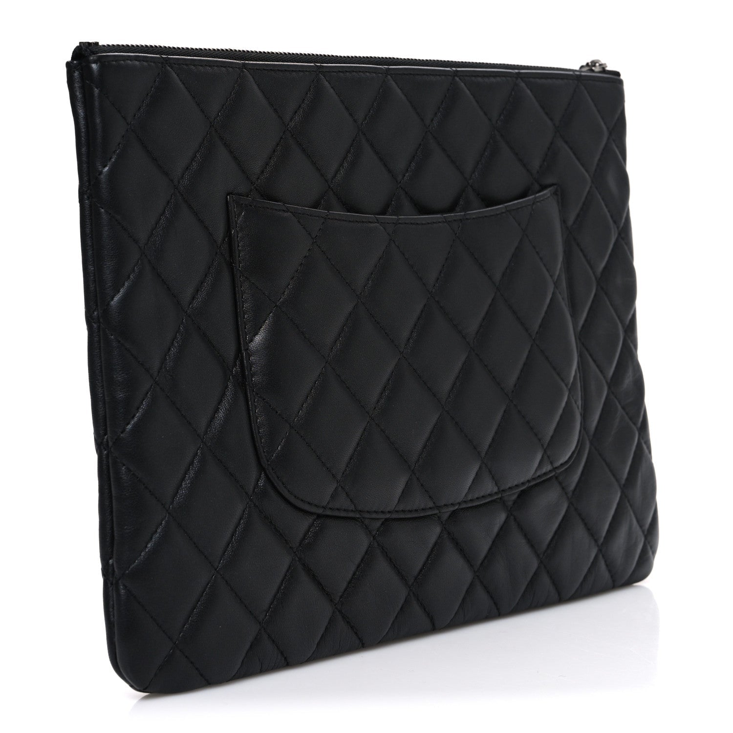 Lambskin Quilted Medium Cosmetic Case Black