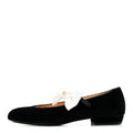 Chanel Velvet Grosgrain Bow Mary Jane Flats 38 Black White