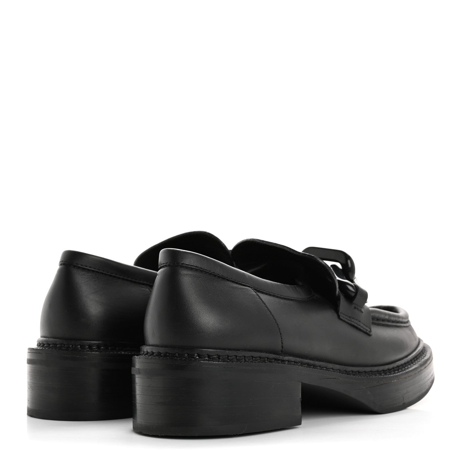 Louis Vuitton Calfskin Oversized Chain Academy Loafers 37.5 Black