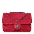 Chanel Suede Quilted Whipstitch Flap Red