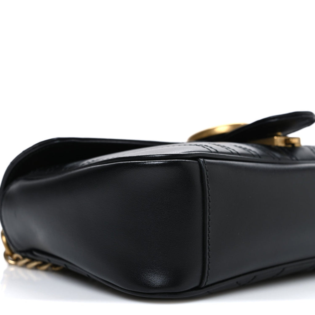 Gucci Calfskin Matelasse Small GG Marmont Shoulder Bag Black