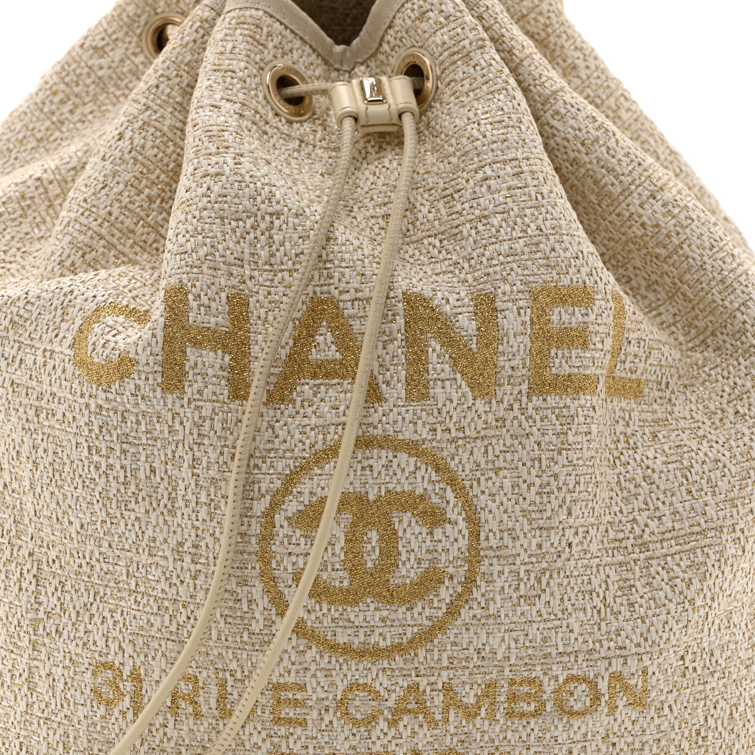 Chanel Canvas Large Deauville Backpack Light Beige