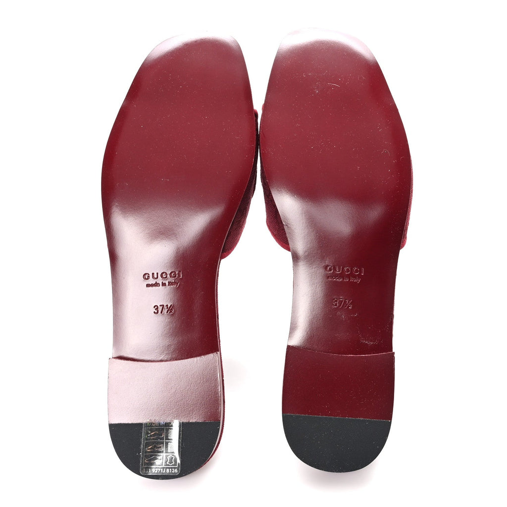 Gucci GG Canvas Interlocking G Cut Out Slide Sandals 37.5 Rosso Ancora