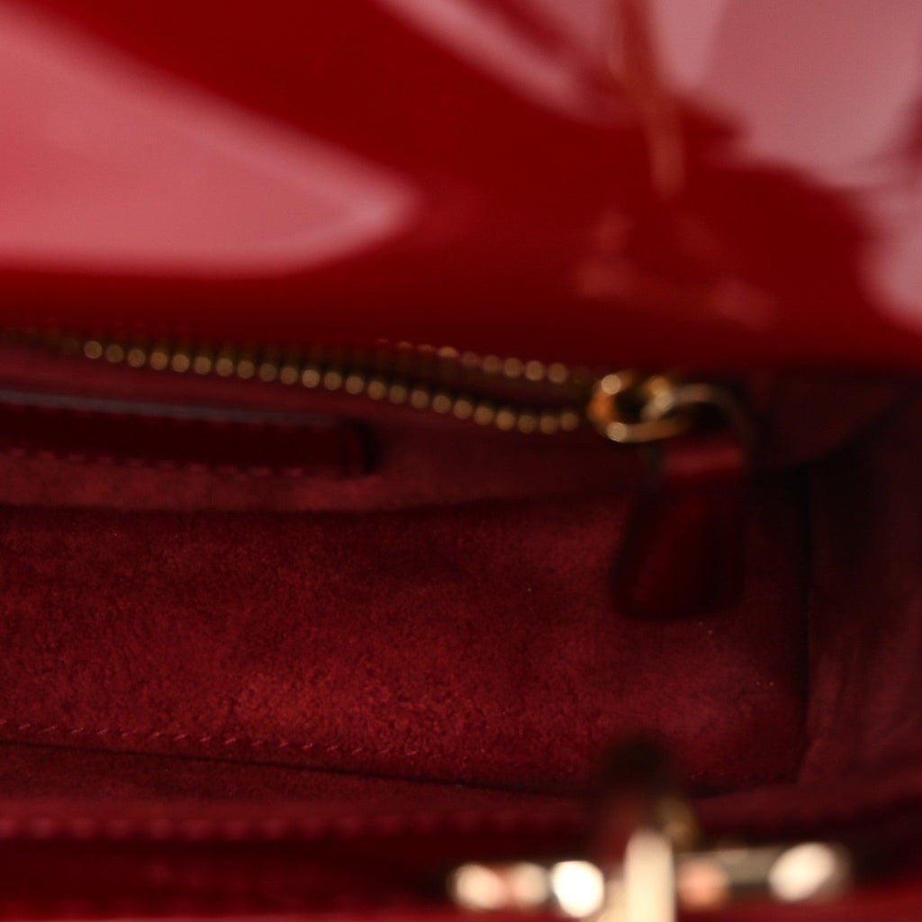Christian Dior Patent Cannage Mini Lady Dior Red