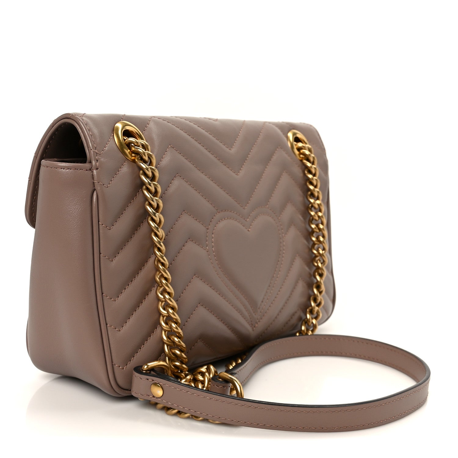 Gucci Calfskin Matelasse Small GG Marmont Shoulder Bag Porcelain Rose