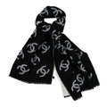 Cashmere Silk Wool CC Stole Black Light Gray White