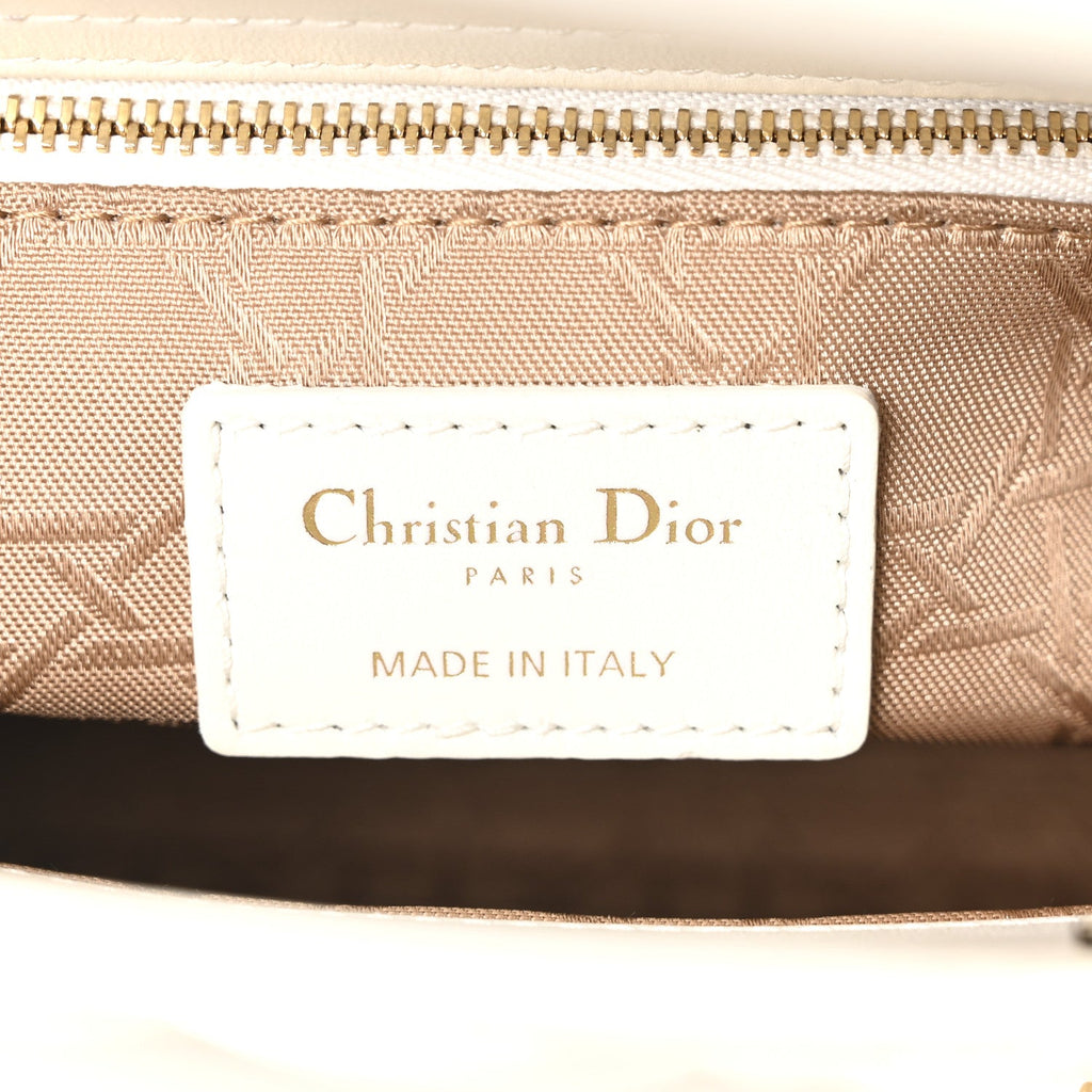 Christian Dior Lambskin Cannage Small My ABCDior Lady Dior White