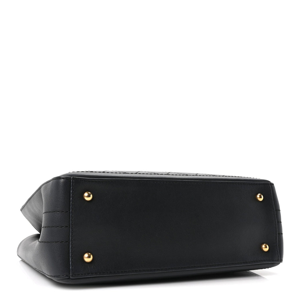 Chanel Bullskin Stitched Bi-Color Medium Shopping Tote Black